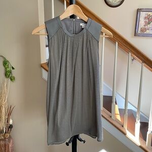 Helmut Lang Sleeveless Blouse with Lamb Leather Shoulder Trim Size S